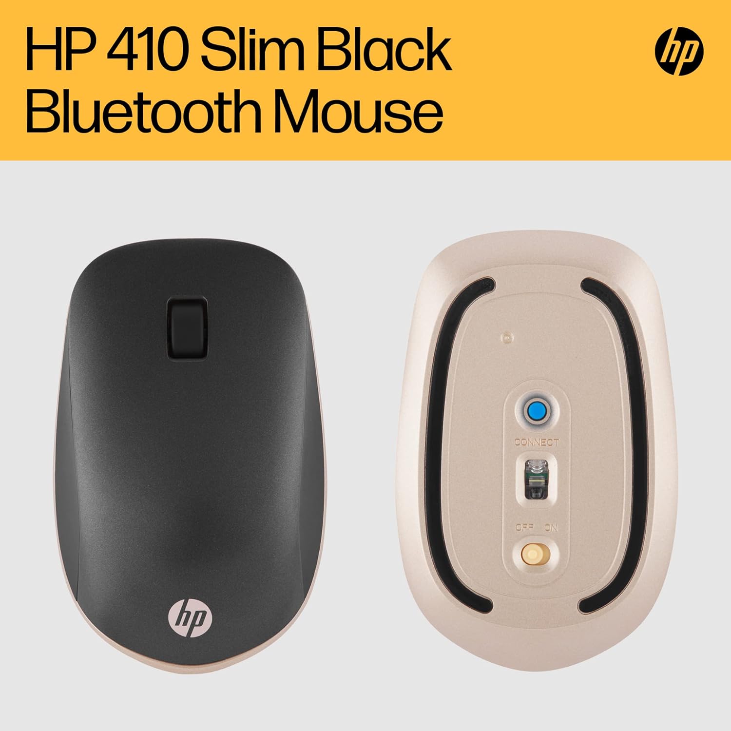 HP 410 Slim Silver Wireless Optical Mouse - Black - 9